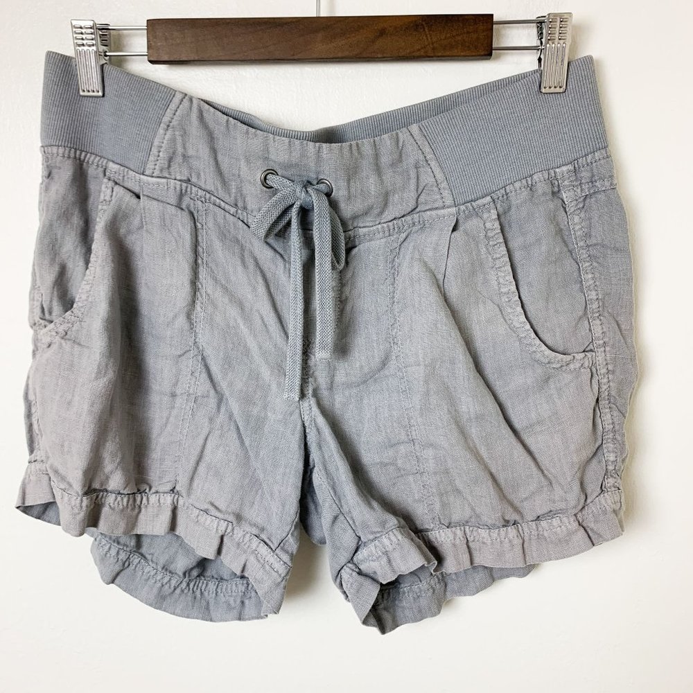 Athleta Linen Gray Creston Drawstring Shorts 6 - image 2
